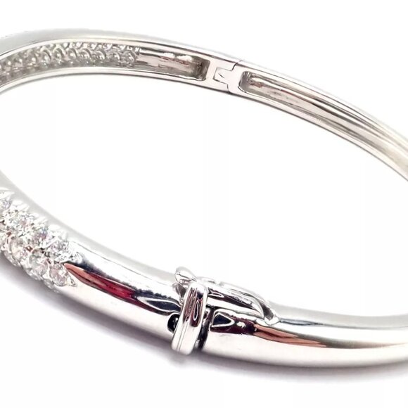 Authentic! Van Cleef & Arpels Eve 18k White Gold Diamond Bangle Bracelet Paper - Picture 3 of 11